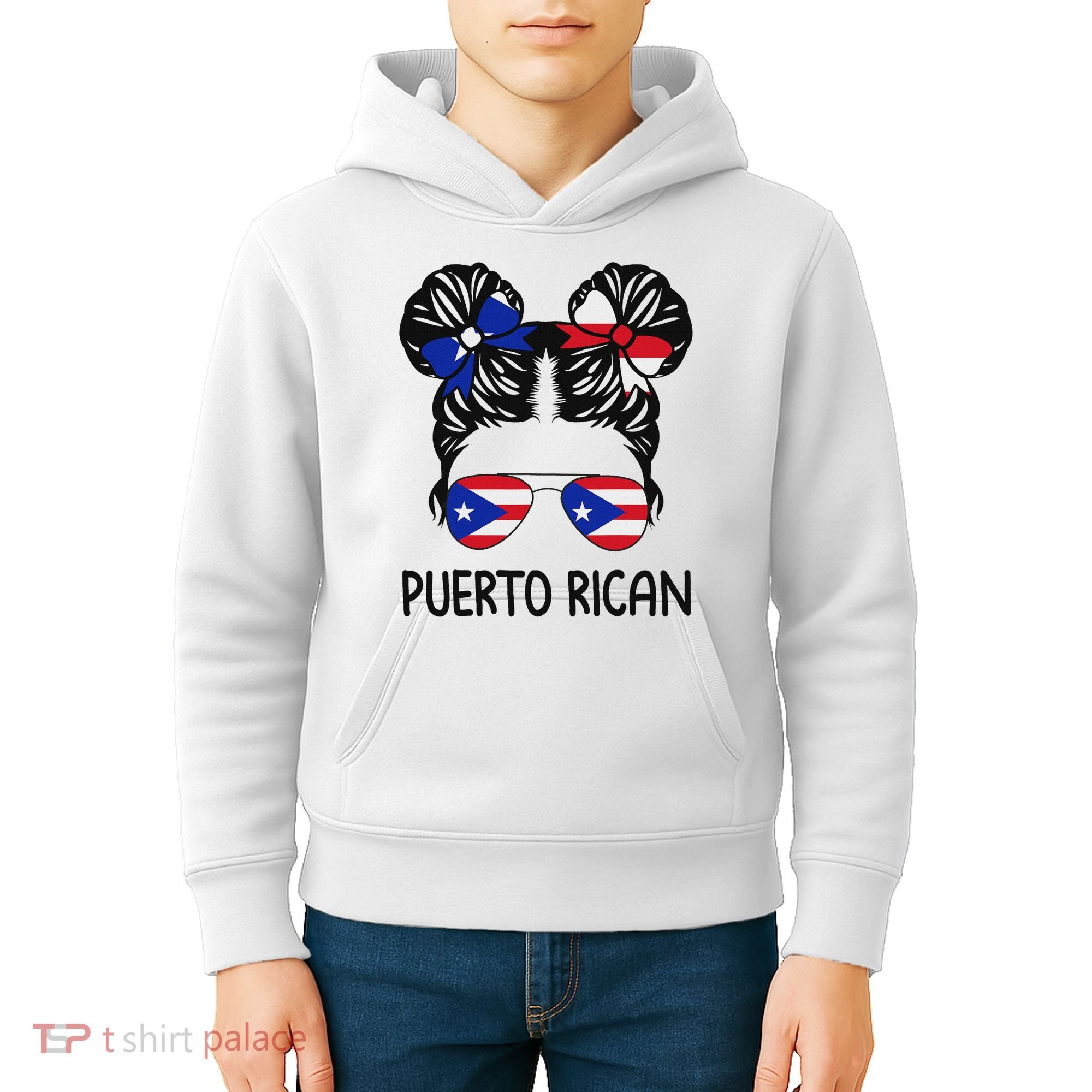 Puerto Rican Girl Messy Hair Puerto Rico Pride Kids Hoodie