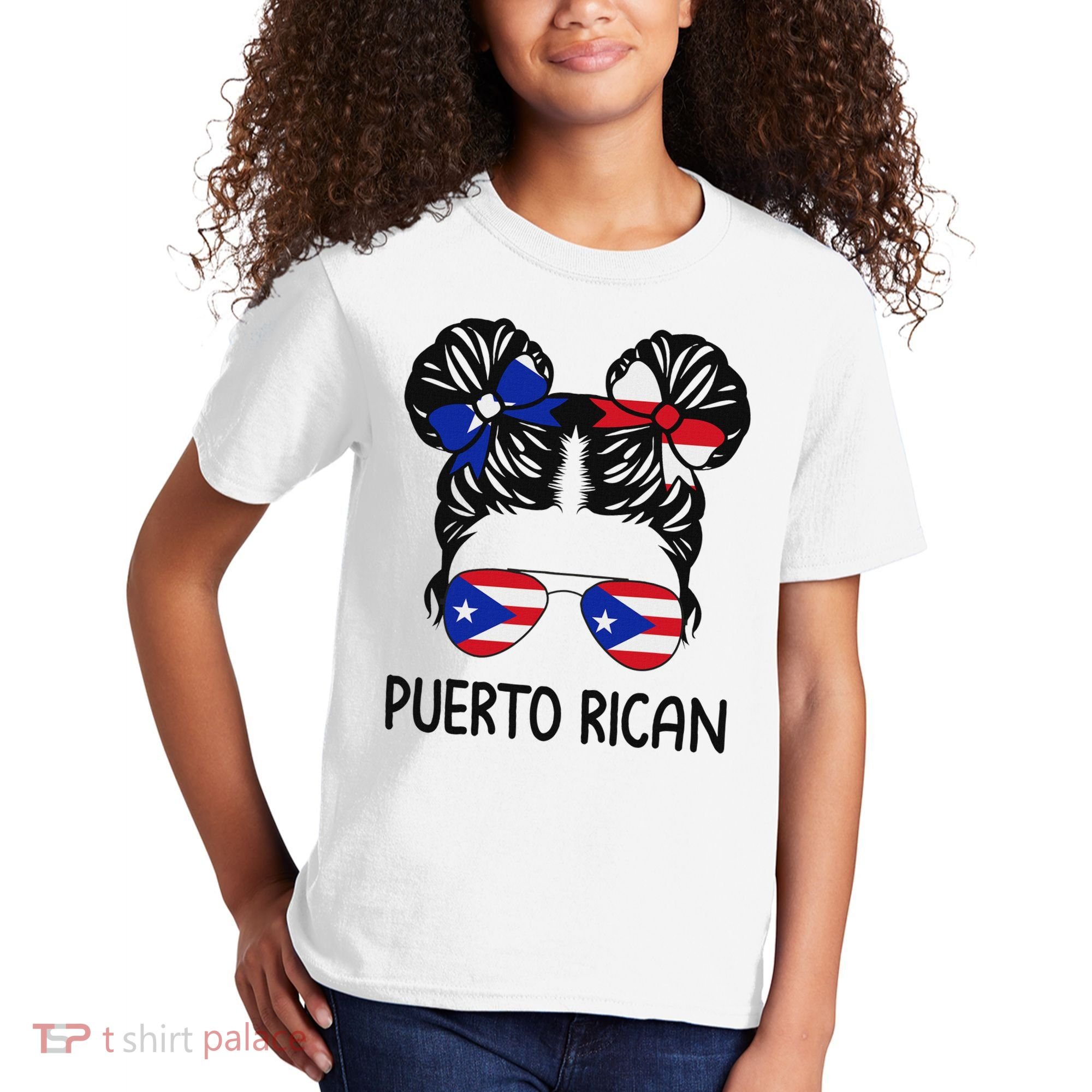 Puerto Rican Girl Messy Hair Puerto Rico Pride Kids T-Shirt