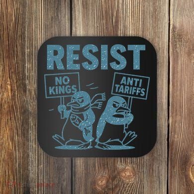 Penguin Resist Graphic Vintage Arctic Protest Coaster