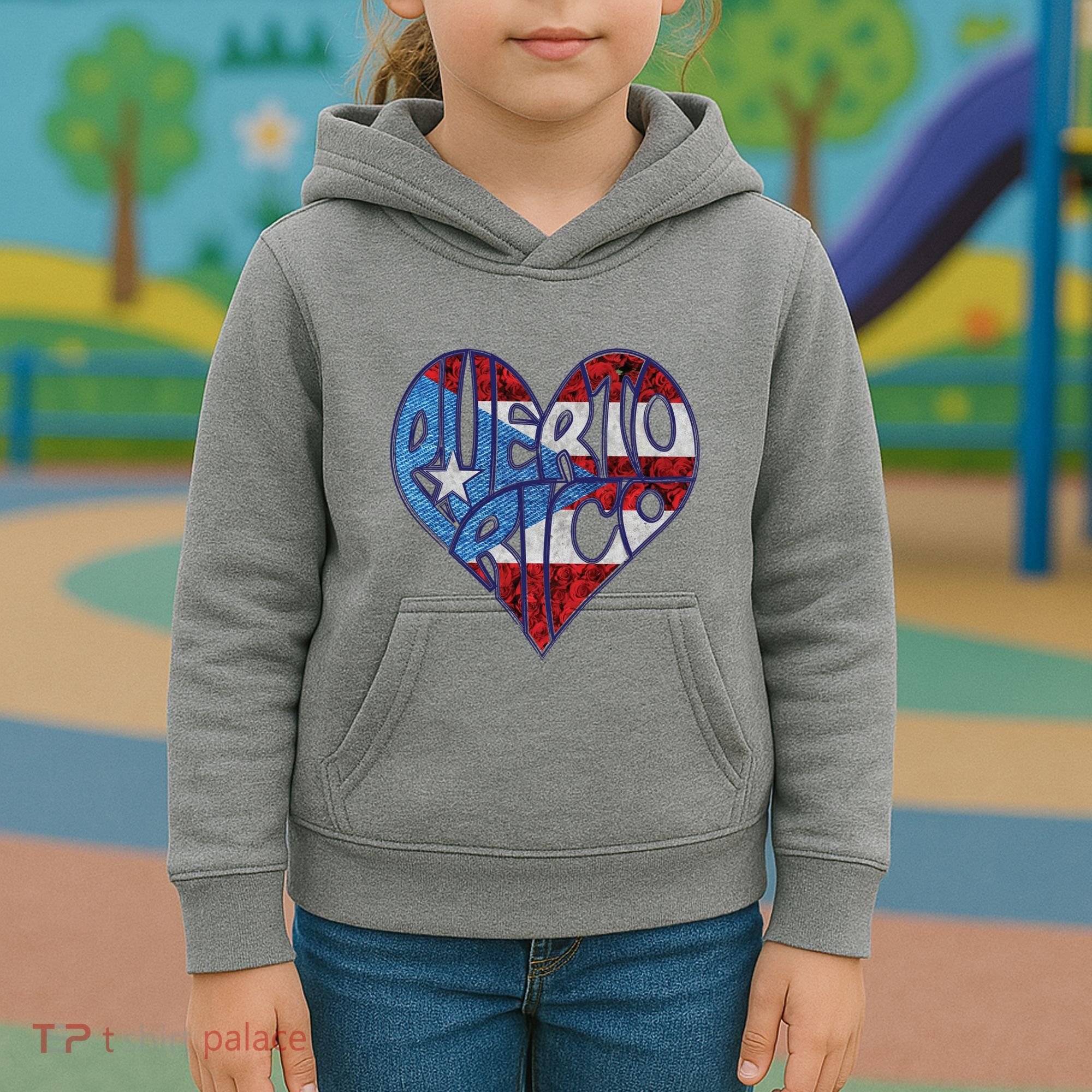 Puerto Rico Heart Kids Hoodie