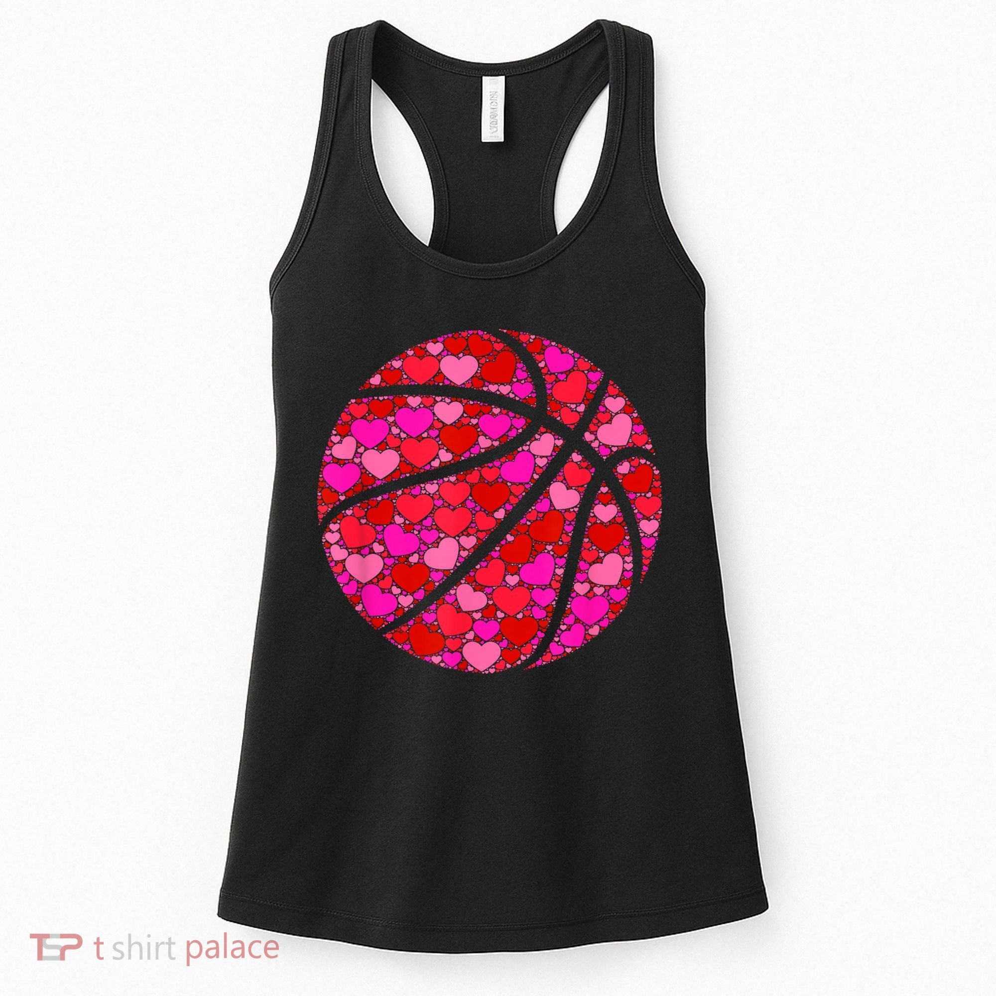 Pink Red Heart Valentines Day Gift Women Girls Basketball Women's Tank Top