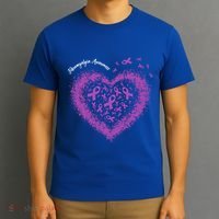 Purple Ribbon Heart Fibromyalgia Awareness Warrior Survivor Meaningful Gift T-Shirt thumb 3