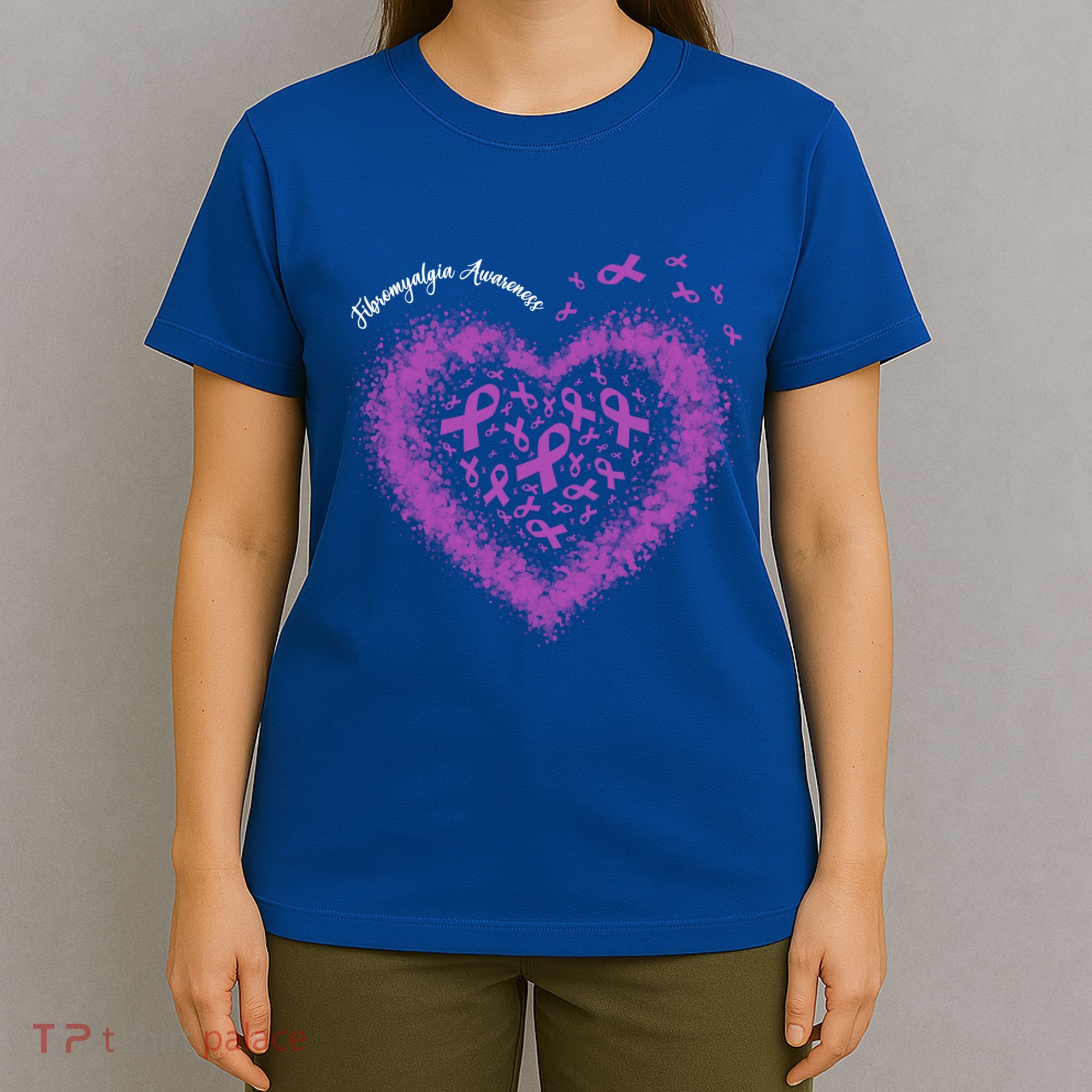 Purple Ribbon Heart Fibromyalgia Awareness Warrior Survivor Meaningful Gift T-Shirt