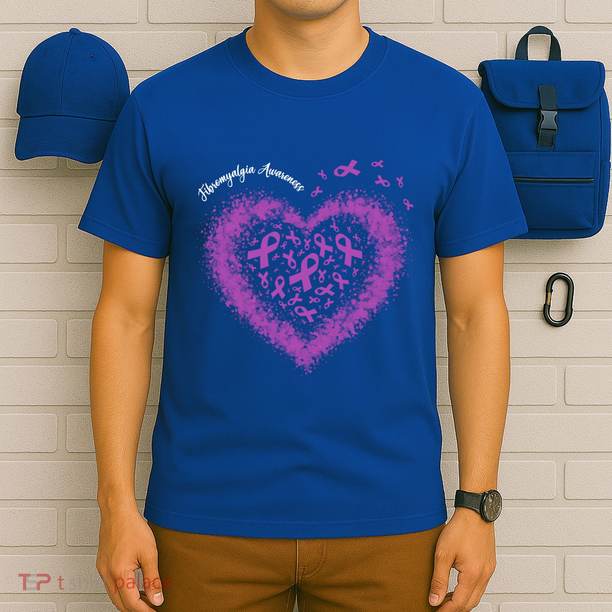 Purple Ribbon Heart Fibromyalgia Awareness Warrior Survivor Meaningful Gift T-Shirt