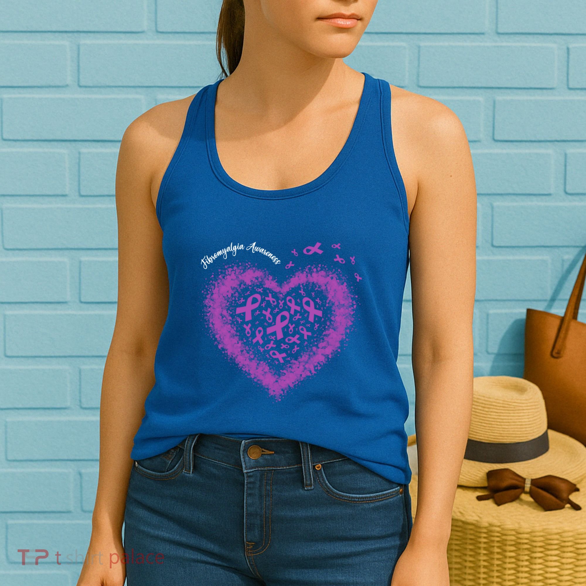 Purple Ribbon Heart Fibromyalgia Awareness Warrior Survivor Meaningful Gift Women's Tank Top