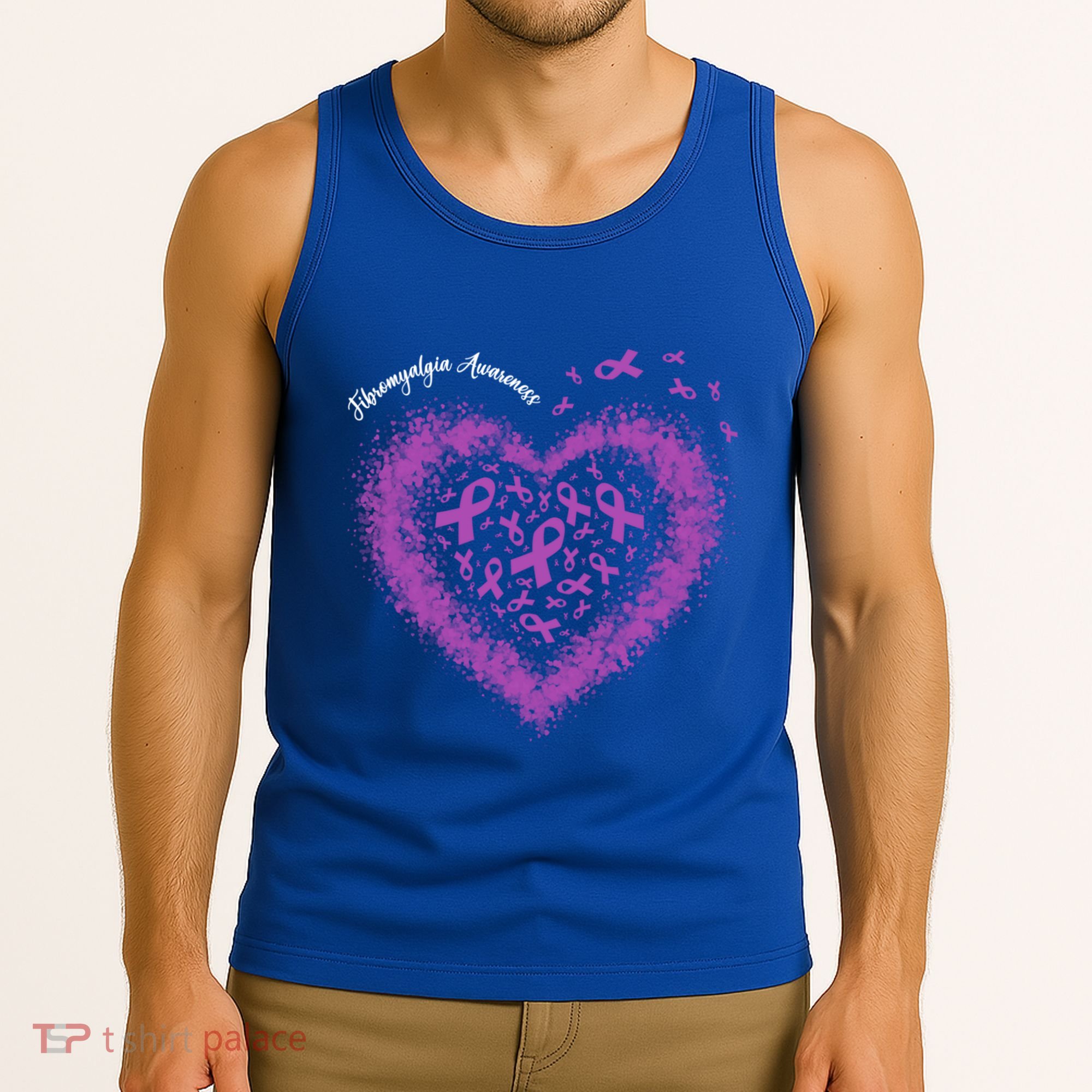 Purple Ribbon Heart Fibromyalgia Awareness Warrior Survivor Meaningful Gift Tank Top