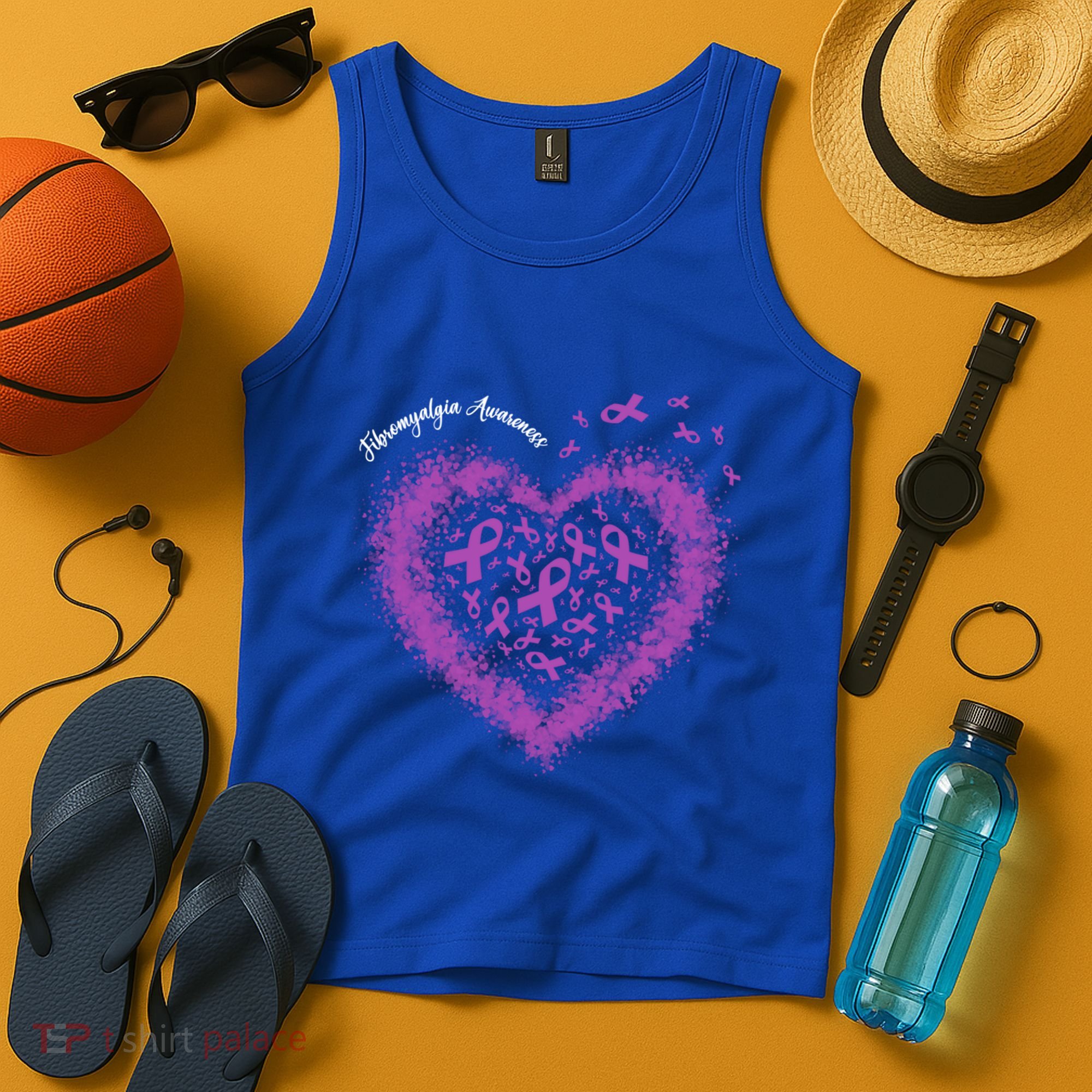 Purple Ribbon Heart Fibromyalgia Awareness Warrior Survivor Meaningful Gift Tank Top
