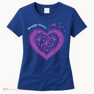 Purple Ribbon Heart Fibromyalgia Awareness Warrior Survivor Meaningful Gift Women's T-Shirt