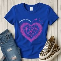 Purple Ribbon Heart Fibromyalgia Awareness Warrior Survivor Meaningful Gift Women's T-Shirt thumb 3