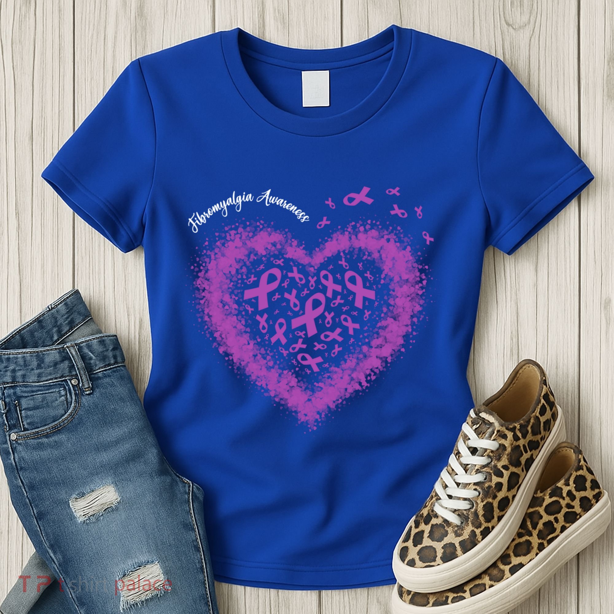 Purple Ribbon Heart Fibromyalgia Awareness Warrior Survivor Meaningful Gift Women's T-Shirt