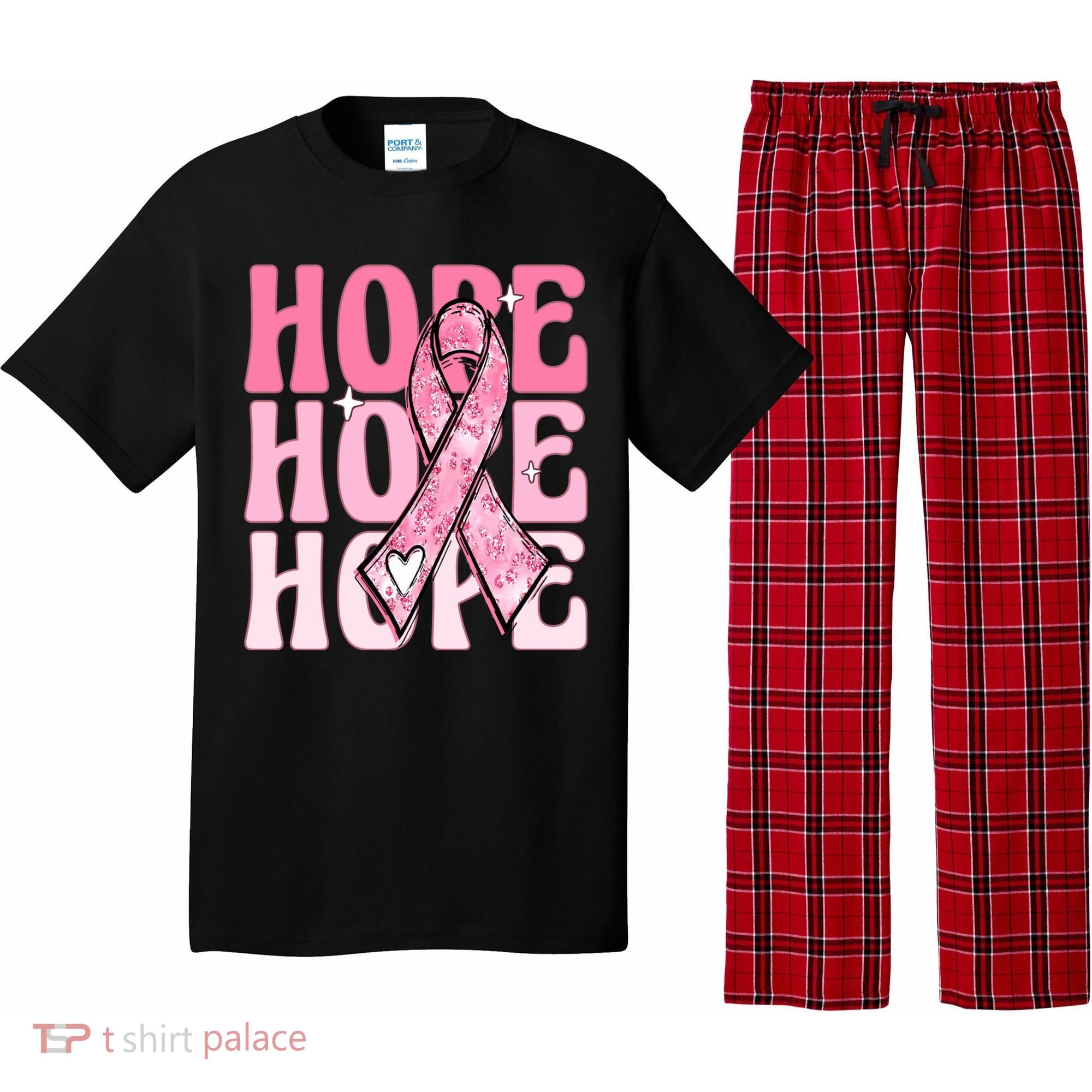 Pink Ribbon Hope Breast Cancer Pajama Set