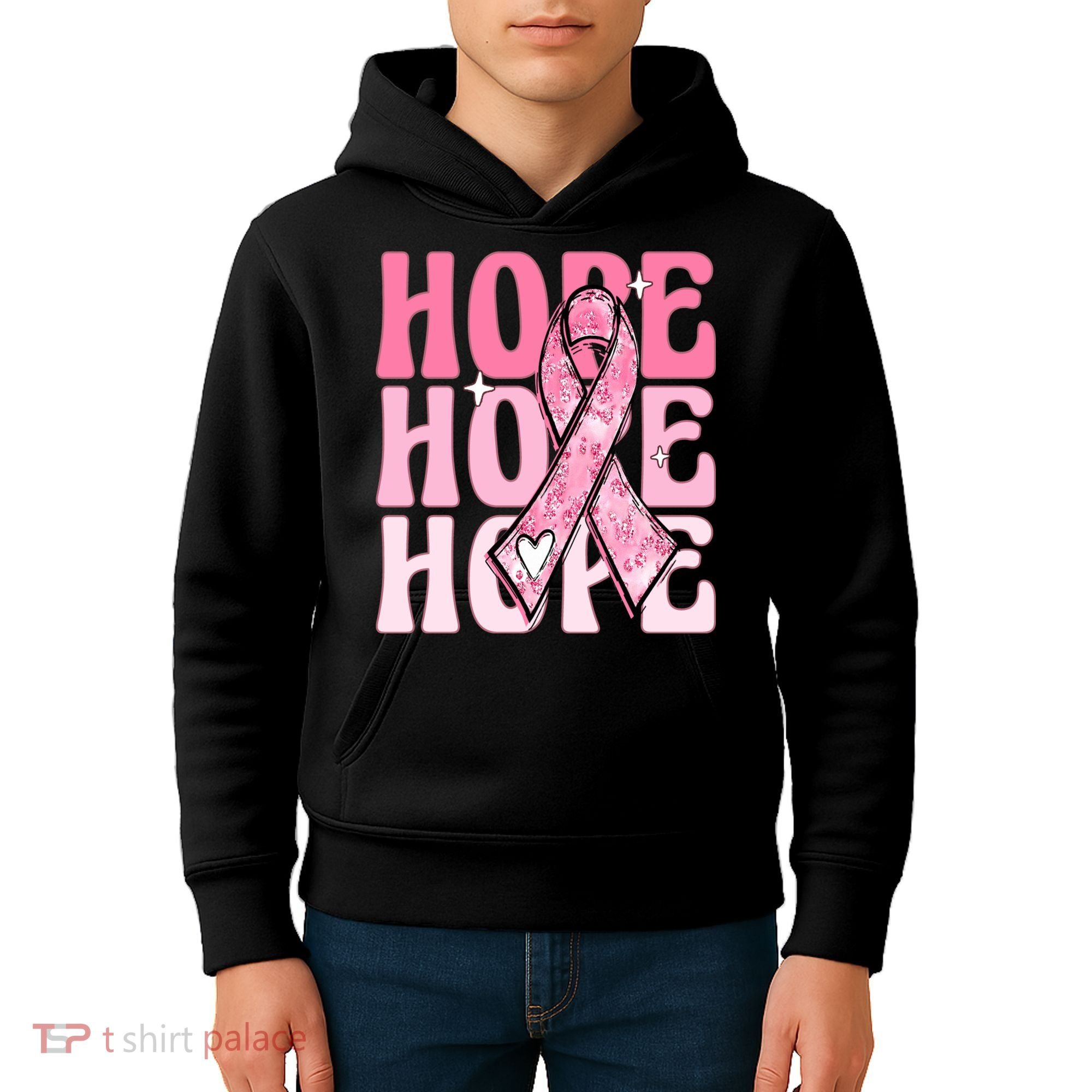 Pink Ribbon Hope Breast Cancer Kids Hoodie