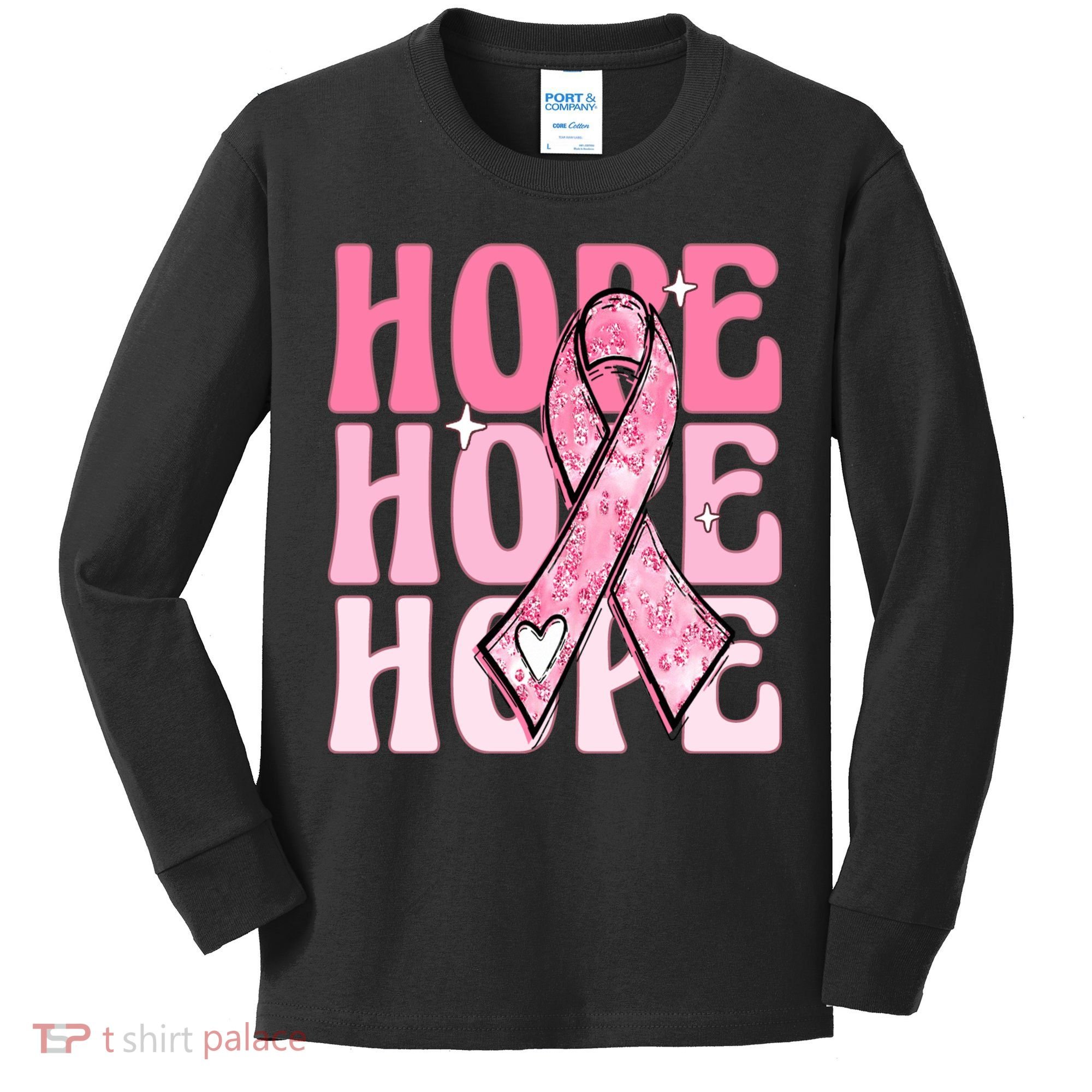 Pink Ribbon Hope Breast Cancer Kids Long Sleeve Shirt
