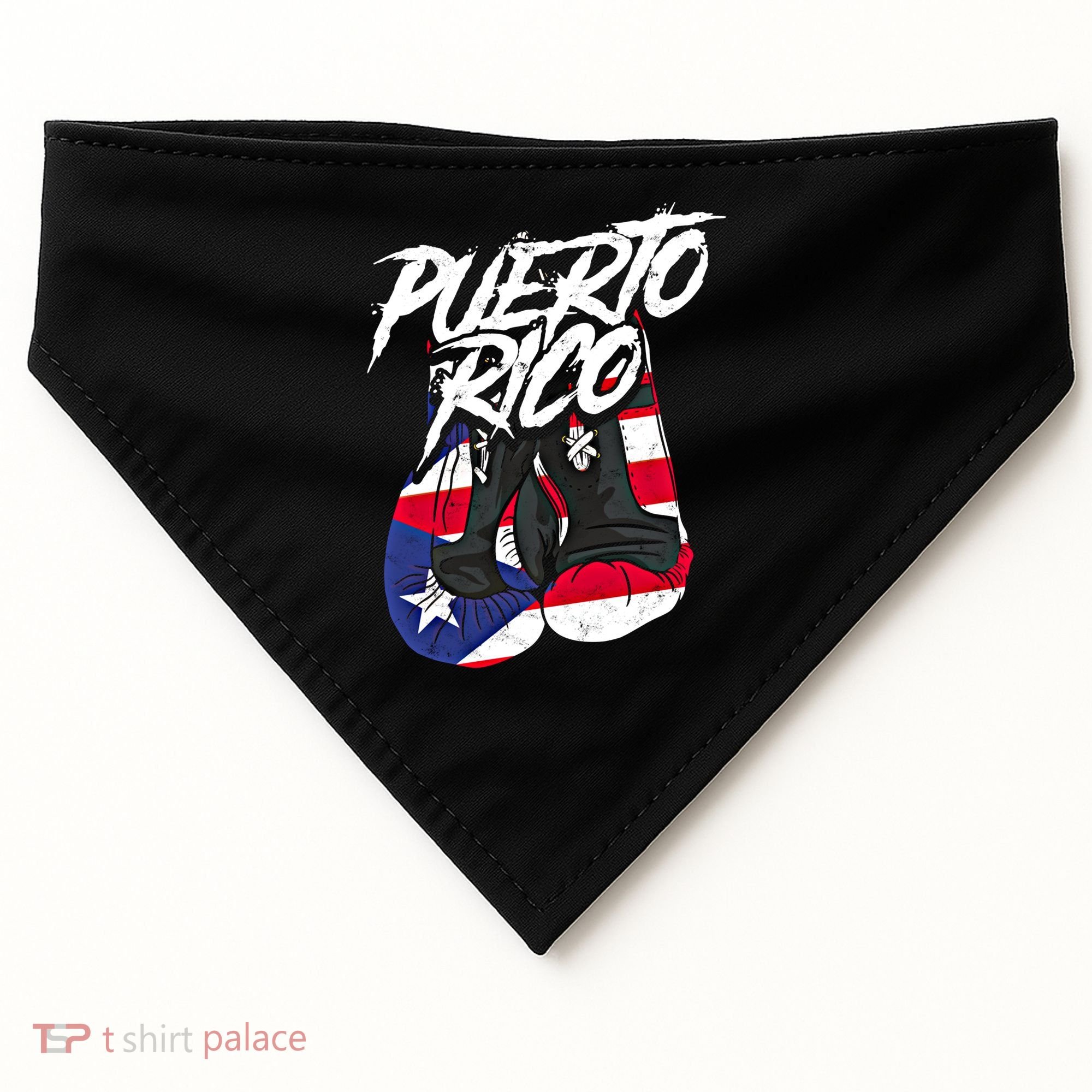 Puerto Rico In Boxing Gloves Hispanic Boxing Fighter Gift USA-Made Doggie Bandana