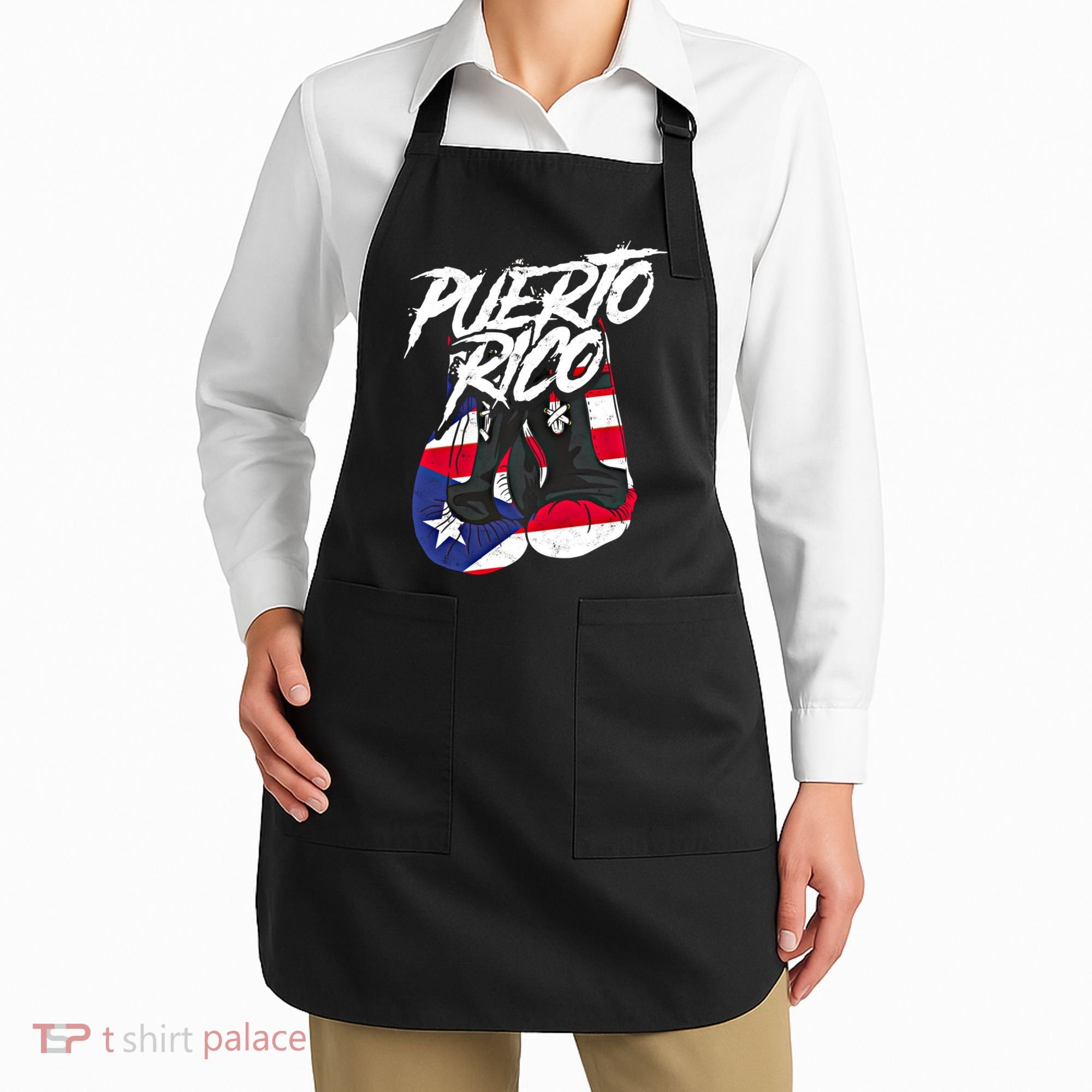 Puerto Rico In Boxing Gloves Hispanic Boxing Fighter Gift Apron