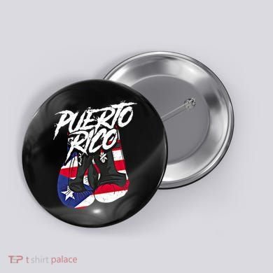Puerto Rico In Boxing Gloves Hispanic Boxing Fighter Gift Button