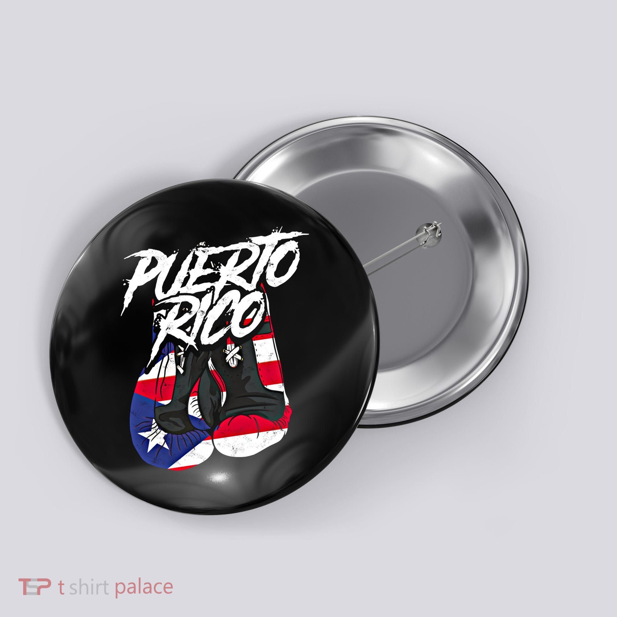 Puerto Rico In Boxing Gloves Hispanic Boxing Fighter Gift Button