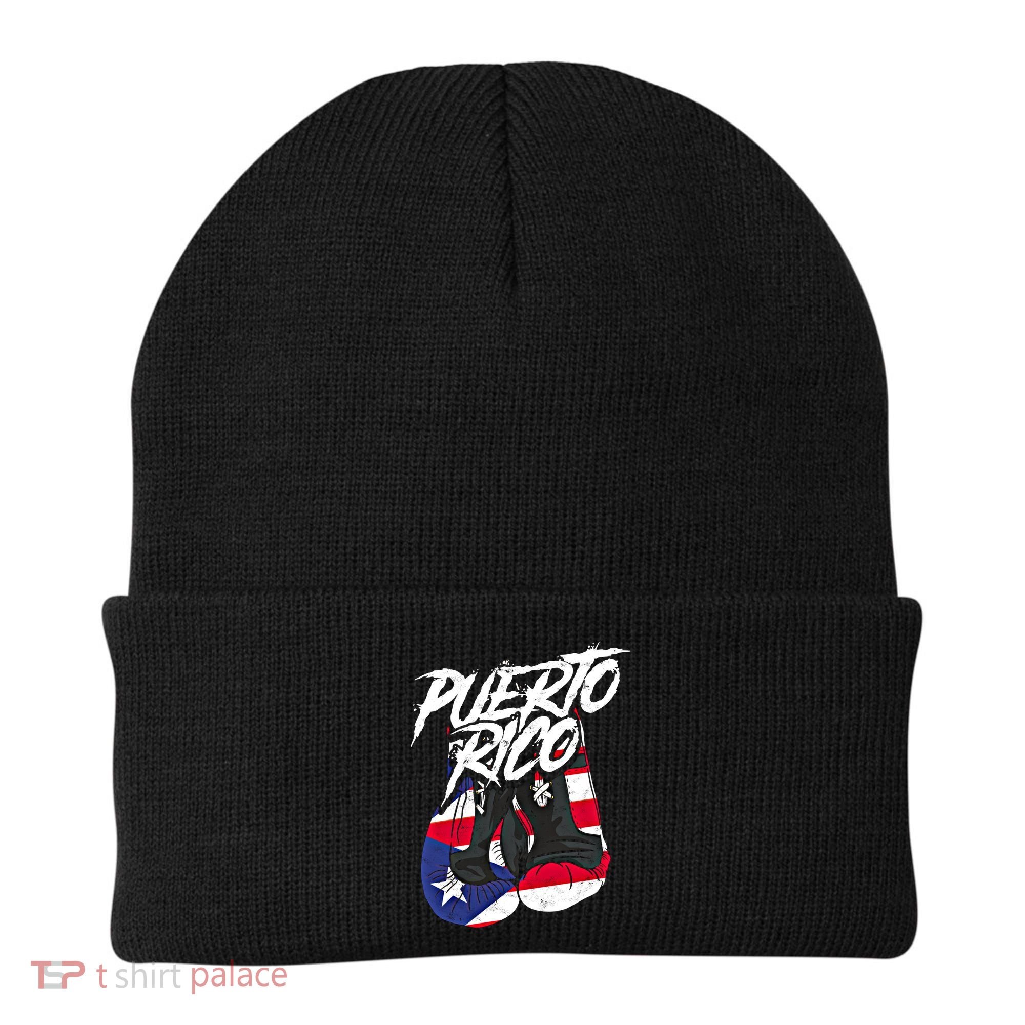 Puerto Rico In Boxing Gloves Hispanic Boxing Fighter Gift Beanie