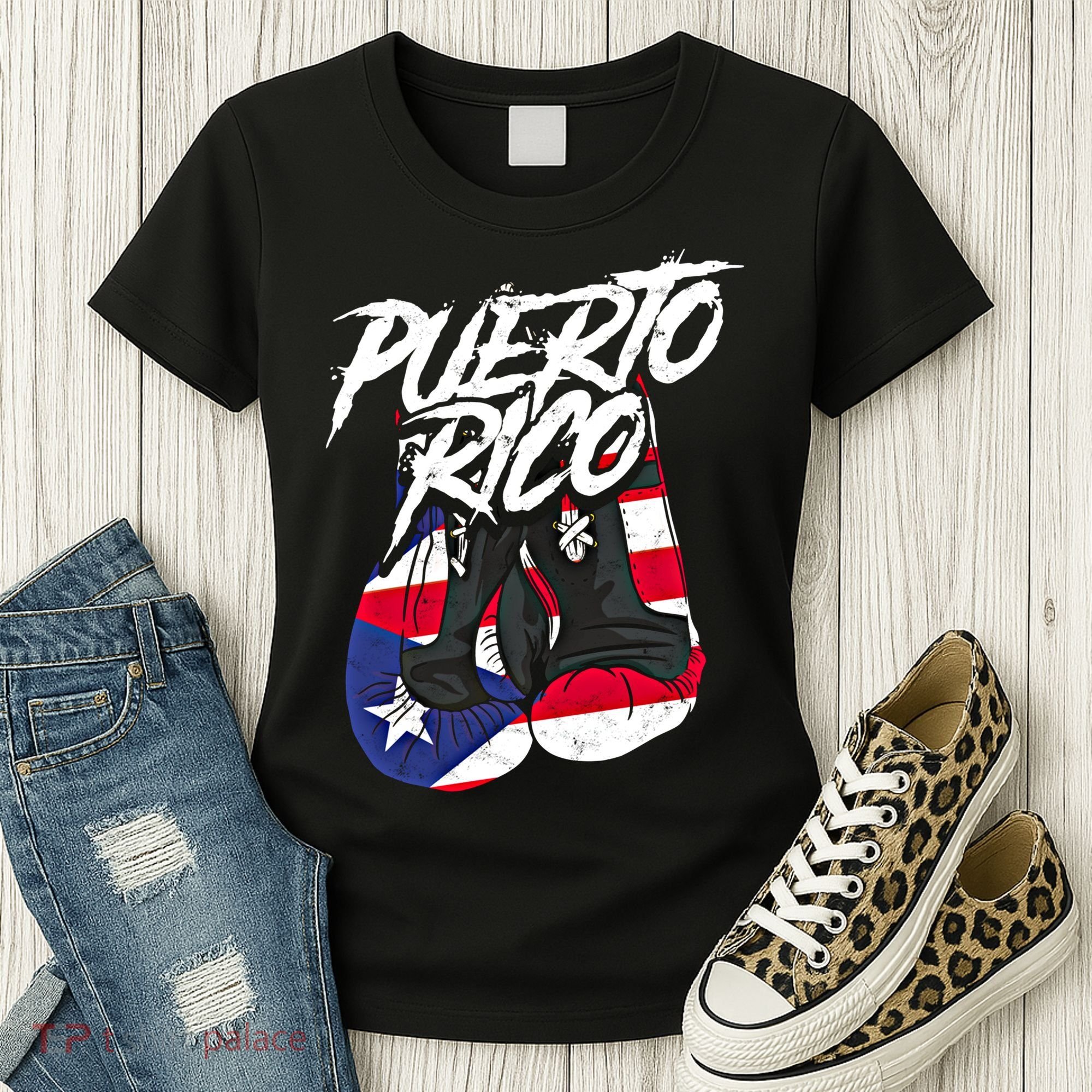 Puerto Rico In Boxing Gloves Hispanic Boxing Fighter Gift Women's T-Shirt