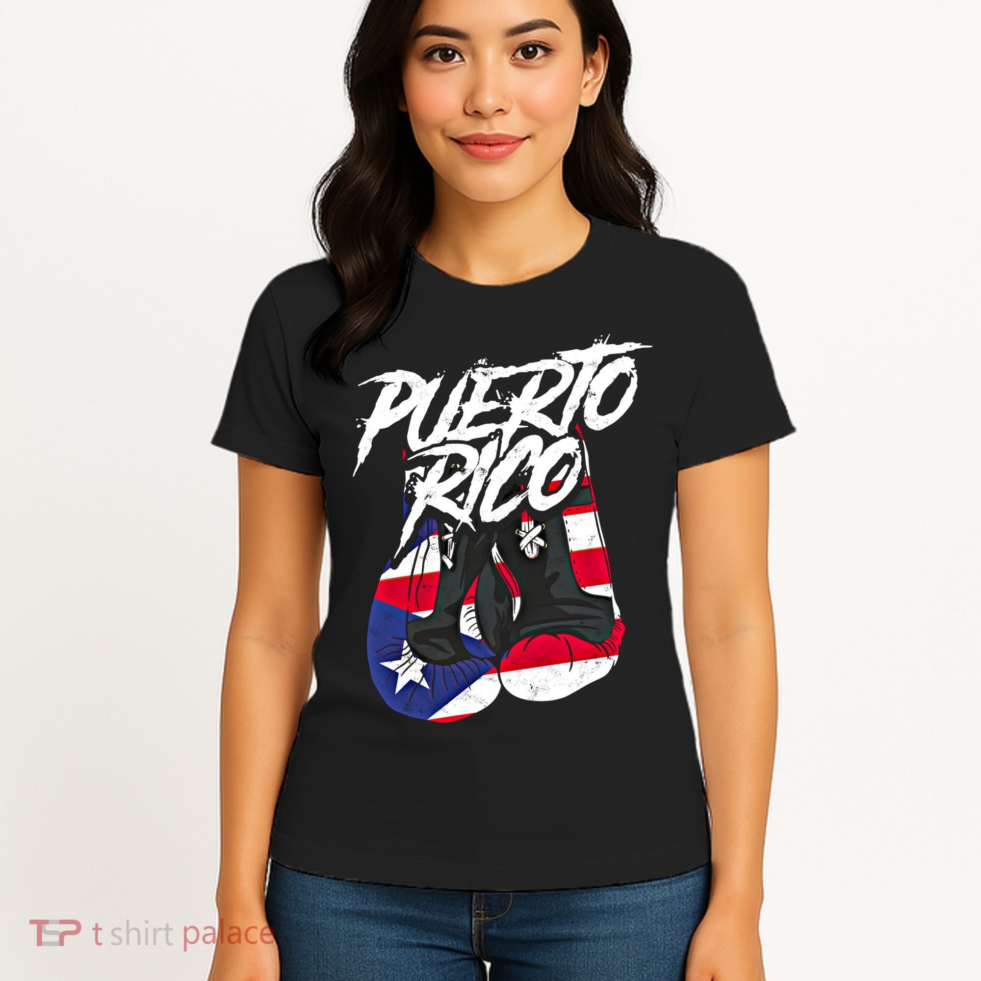 Puerto Rico In Boxing Gloves Hispanic Boxing Fighter Gift Women's T-Shirt