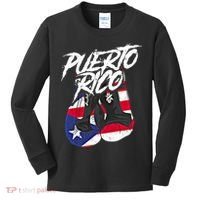 Puerto Rico In Boxing Gloves Hispanic Boxing Fighter Gift Kids Long Sleeve Shirt thumb 0