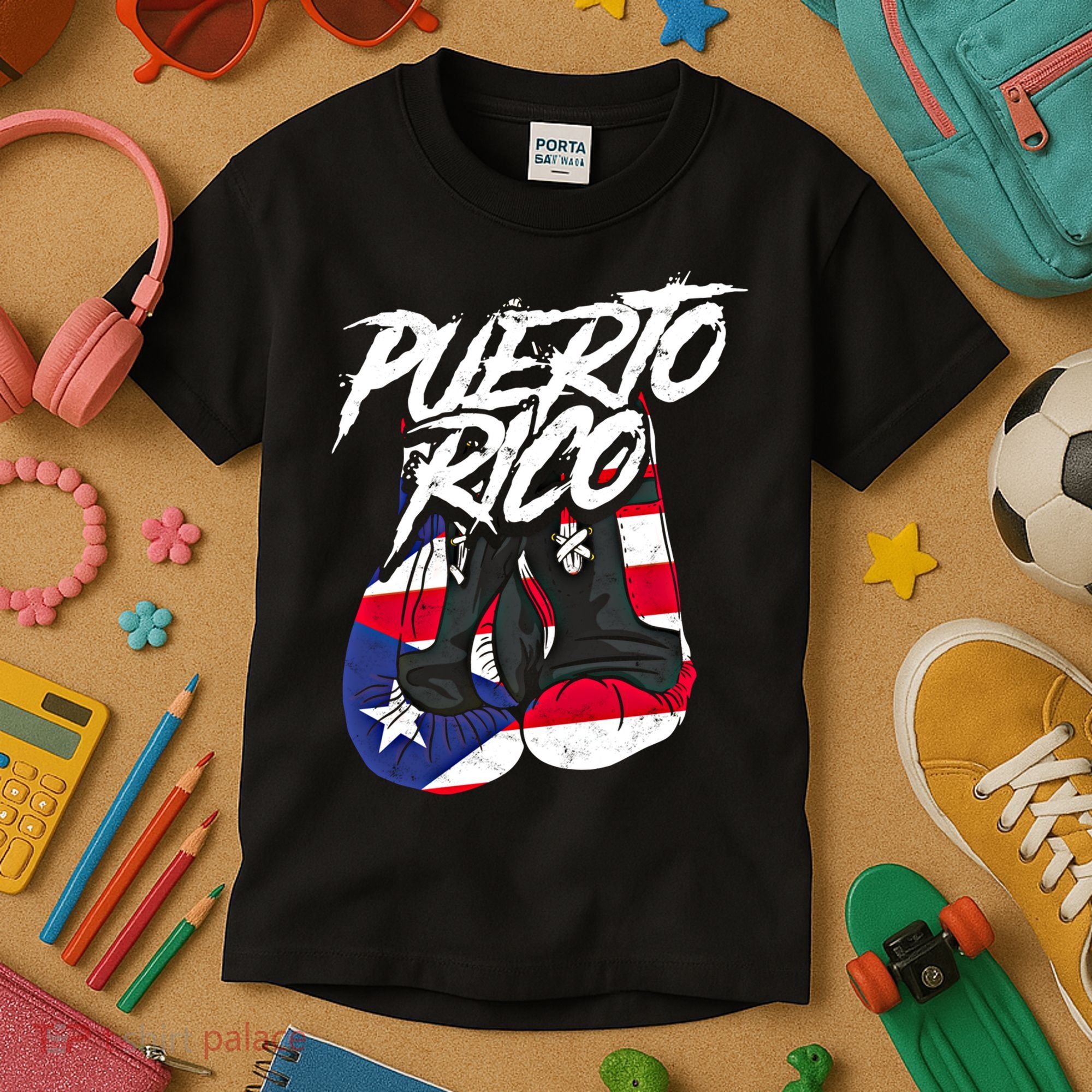 Puerto Rico In Boxing Gloves Hispanic Boxing Fighter Gift Kids T-Shirt