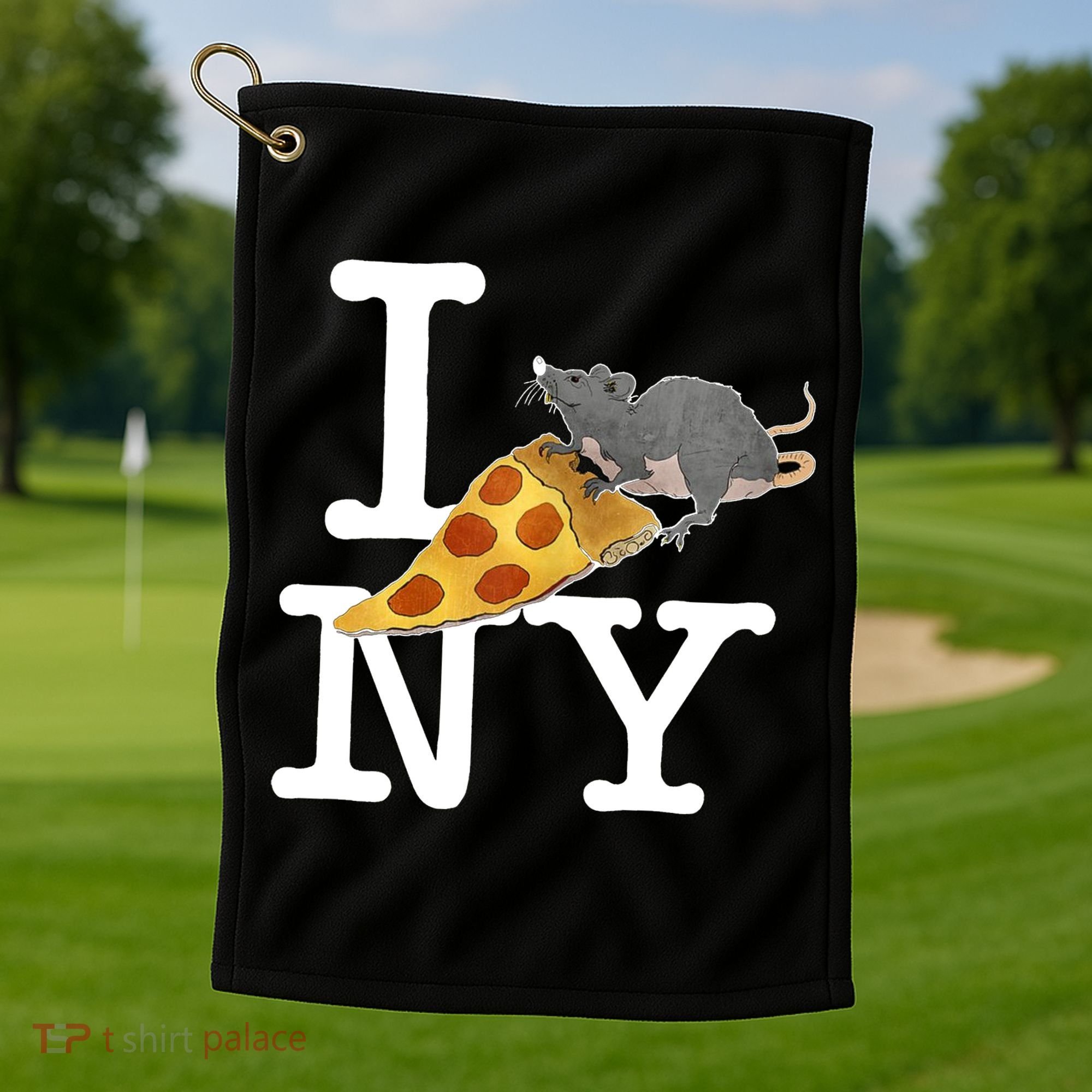 Pizza Rat I Loves New York Pizza Ironic Golf Towel