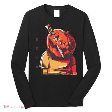 Prisoner Pumpkin Mug Shot Long Sleeve Shirt