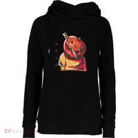 Prisoner Pumpkin Mug Shot Womens Funnel Neck Pullover Hood thumb 0