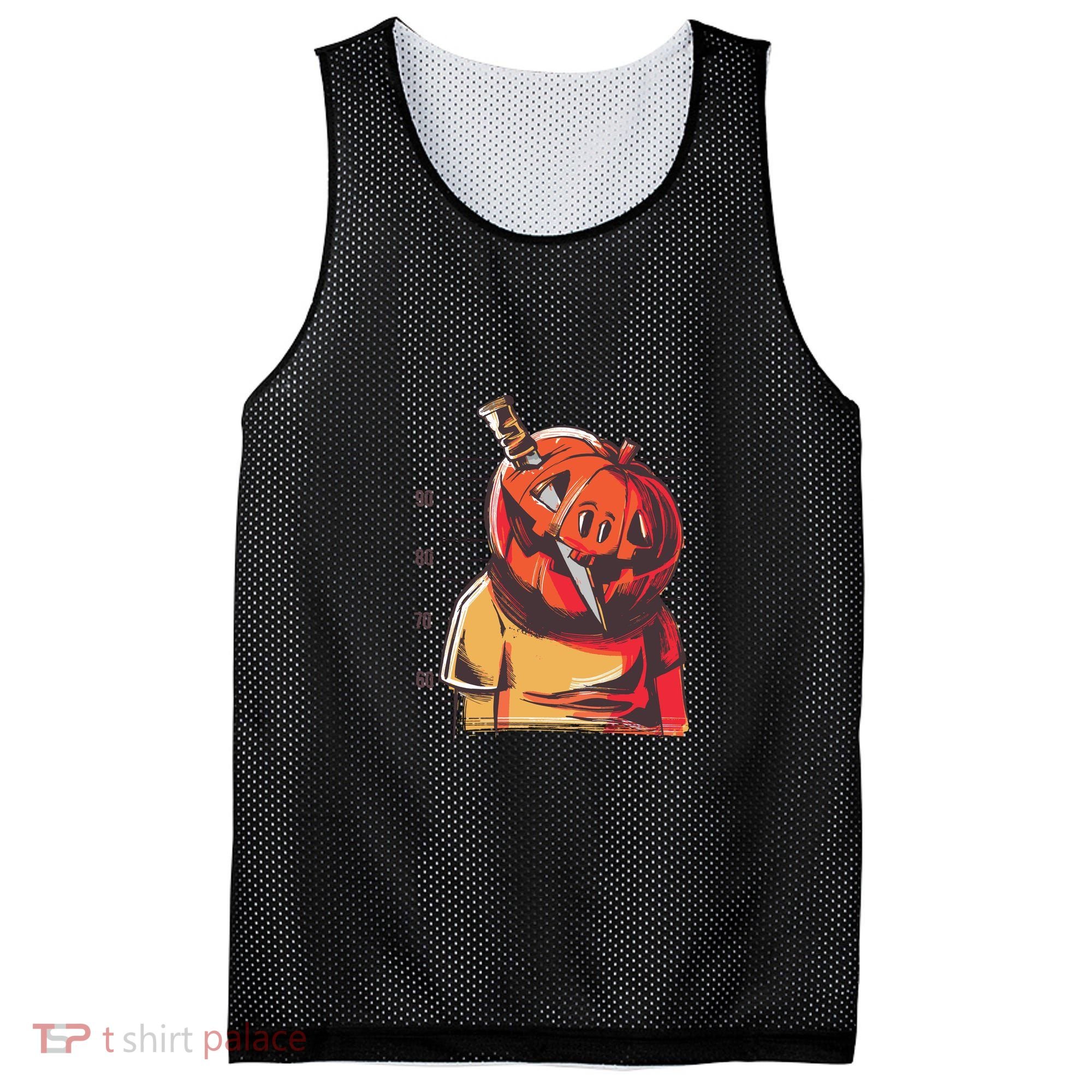 Prisoner Pumpkin Mug Shot Mesh Reversible Basketball Jersey Tank