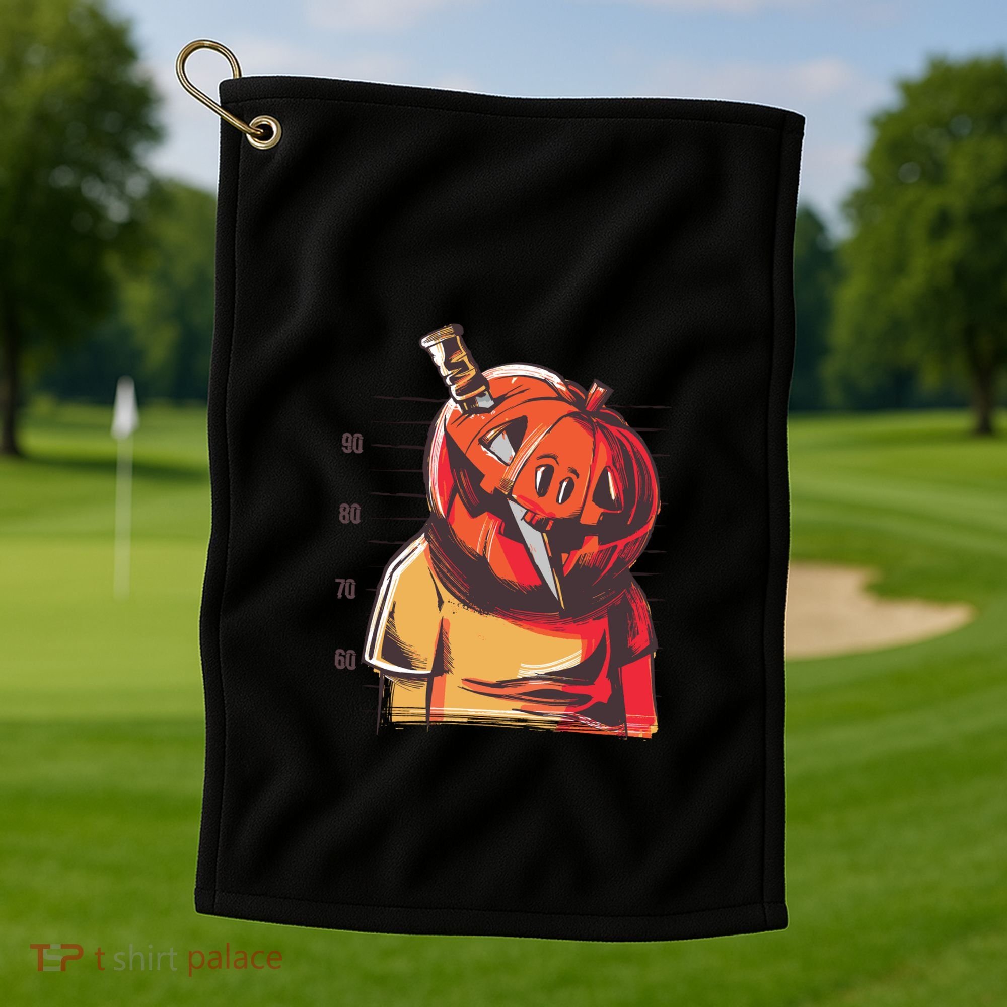 Prisoner Pumpkin Mug Shot Golf Towel