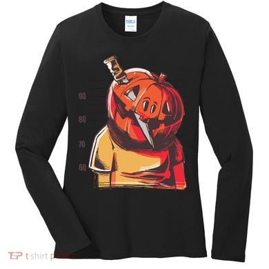 Prisoner Pumpkin Mug Shot Women's Long Sleeve Shirt