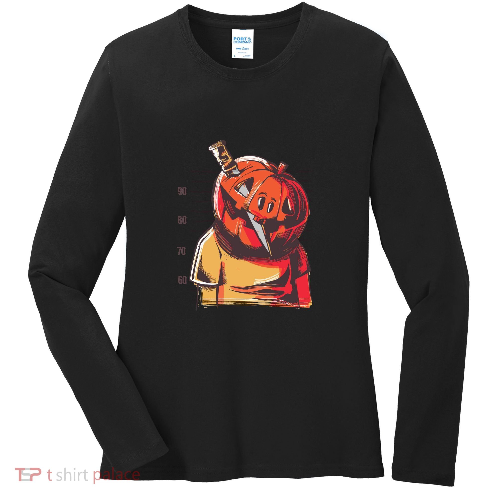Prisoner Pumpkin Mug Shot Women's Long Sleeve Shirt