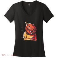 Prisoner Pumpkin Mug Shot Women's V-Neck T-Shirt thumb 0