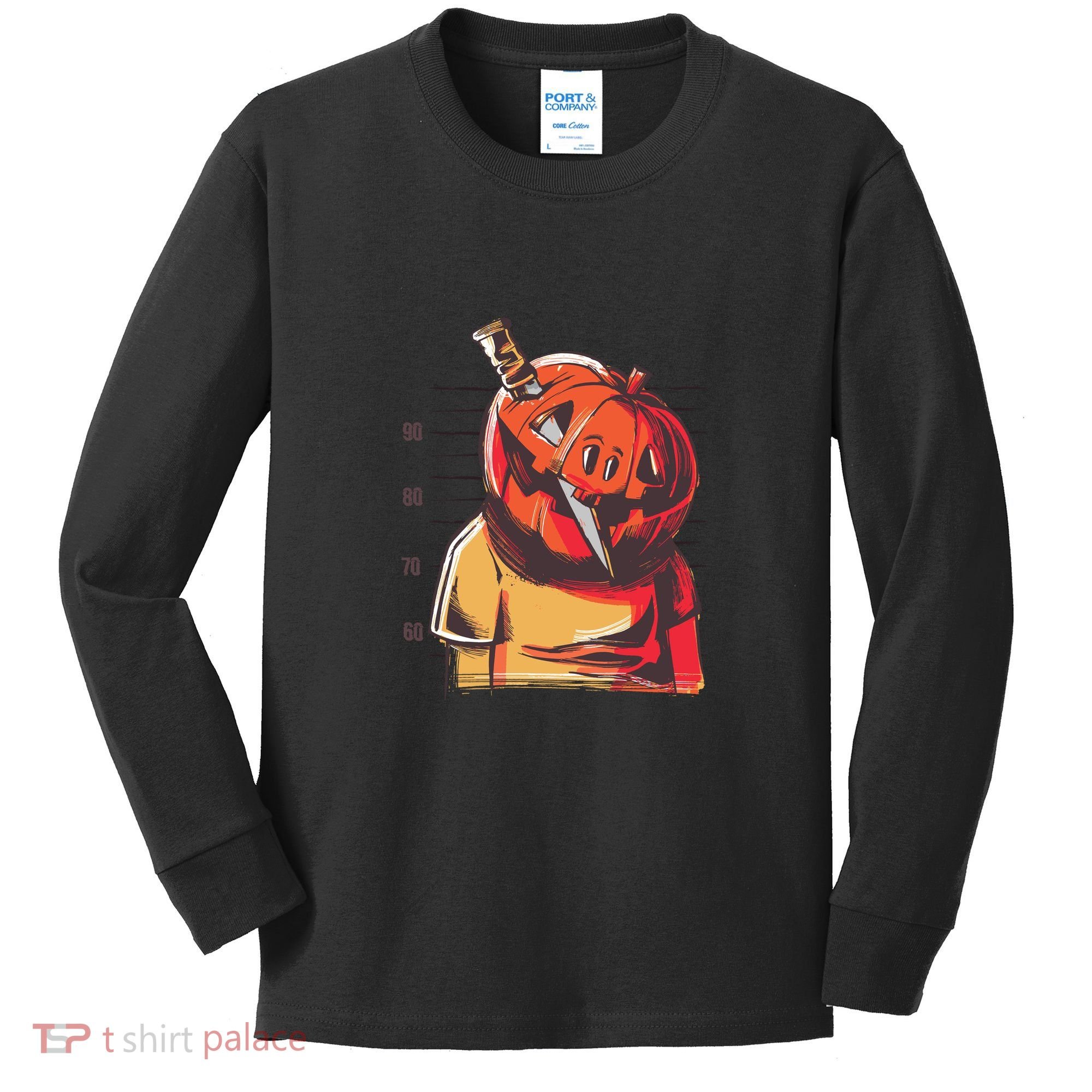 Prisoner Pumpkin Mug Shot Kids Long Sleeve Shirt