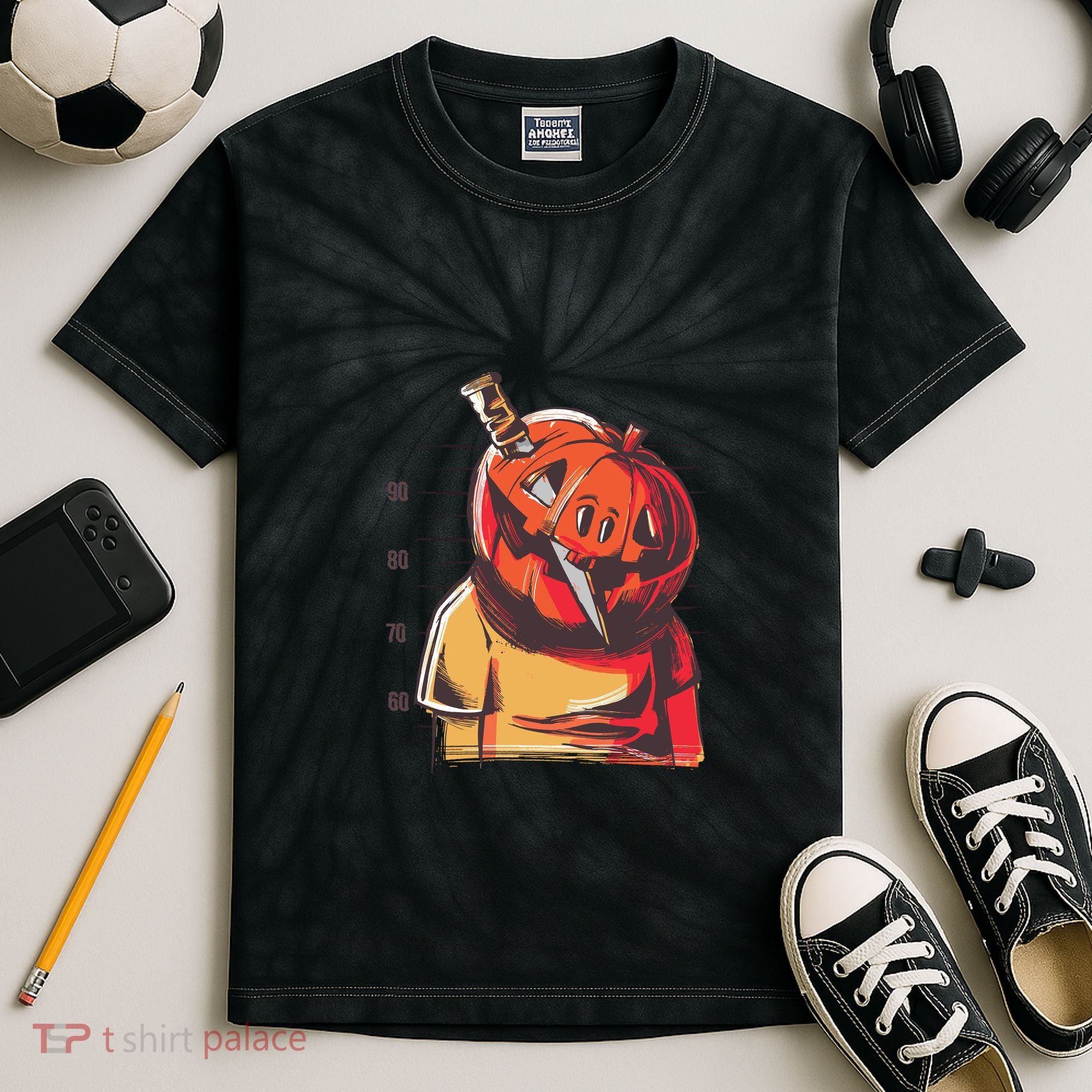 Prisoner Pumpkin Mug Shot Kids Tie-Dye T-Shirt