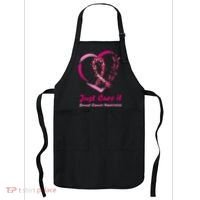 Pink Ribbon Just Cure It Heart Support Breast Cancer Warrior Apron thumb 0