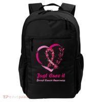 Pink Ribbon Just Cure It Heart Support Breast Cancer Warrior Backpack thumb 0