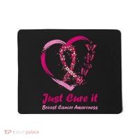 Pink Ribbon Just Cure It Heart Support Breast Cancer Warrior Mousepad thumb 0
