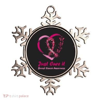 Pink Ribbon Just Cure It Heart Support Breast Cancer Warrior Ornament