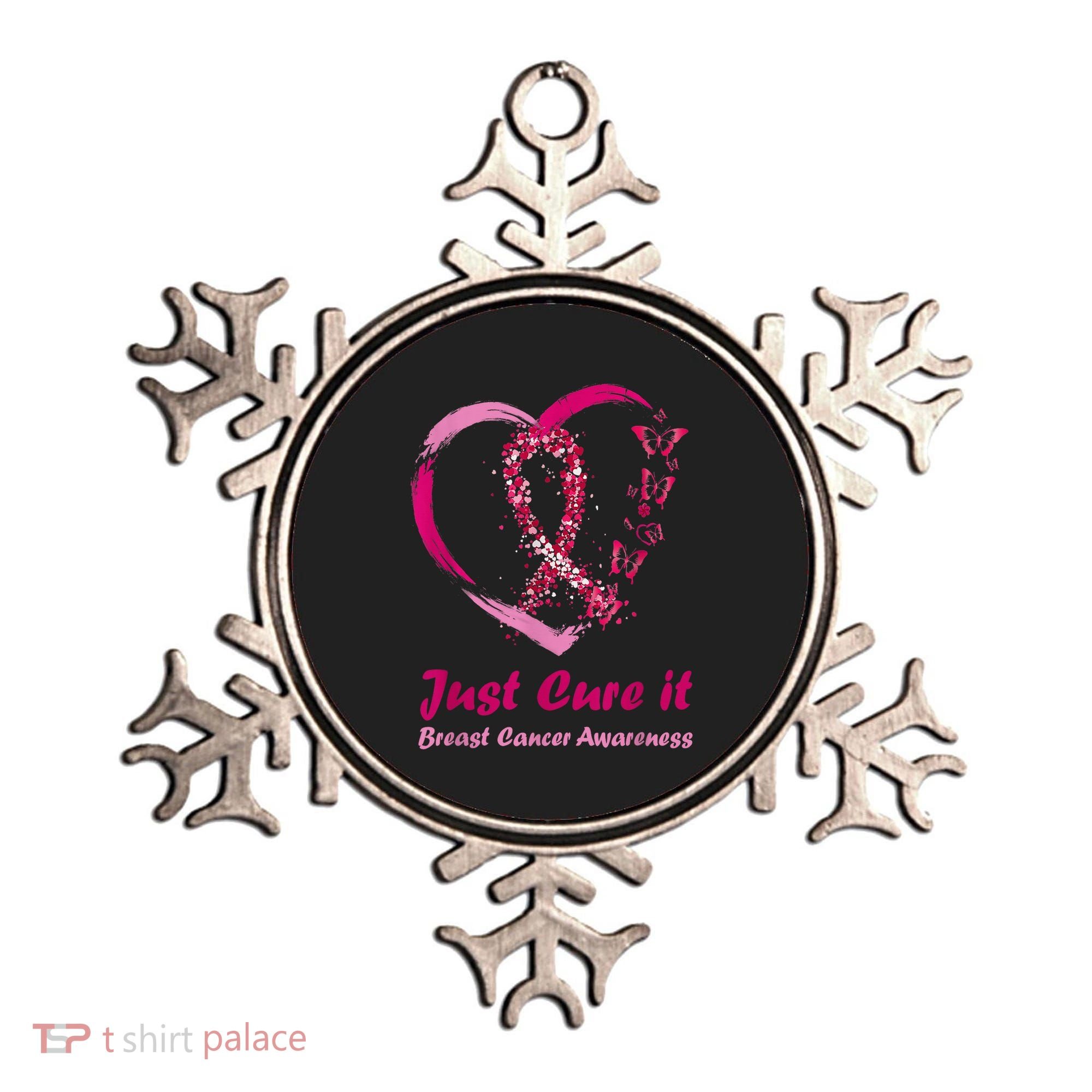 Pink Ribbon Just Cure It Heart Support Breast Cancer Warrior Ornament