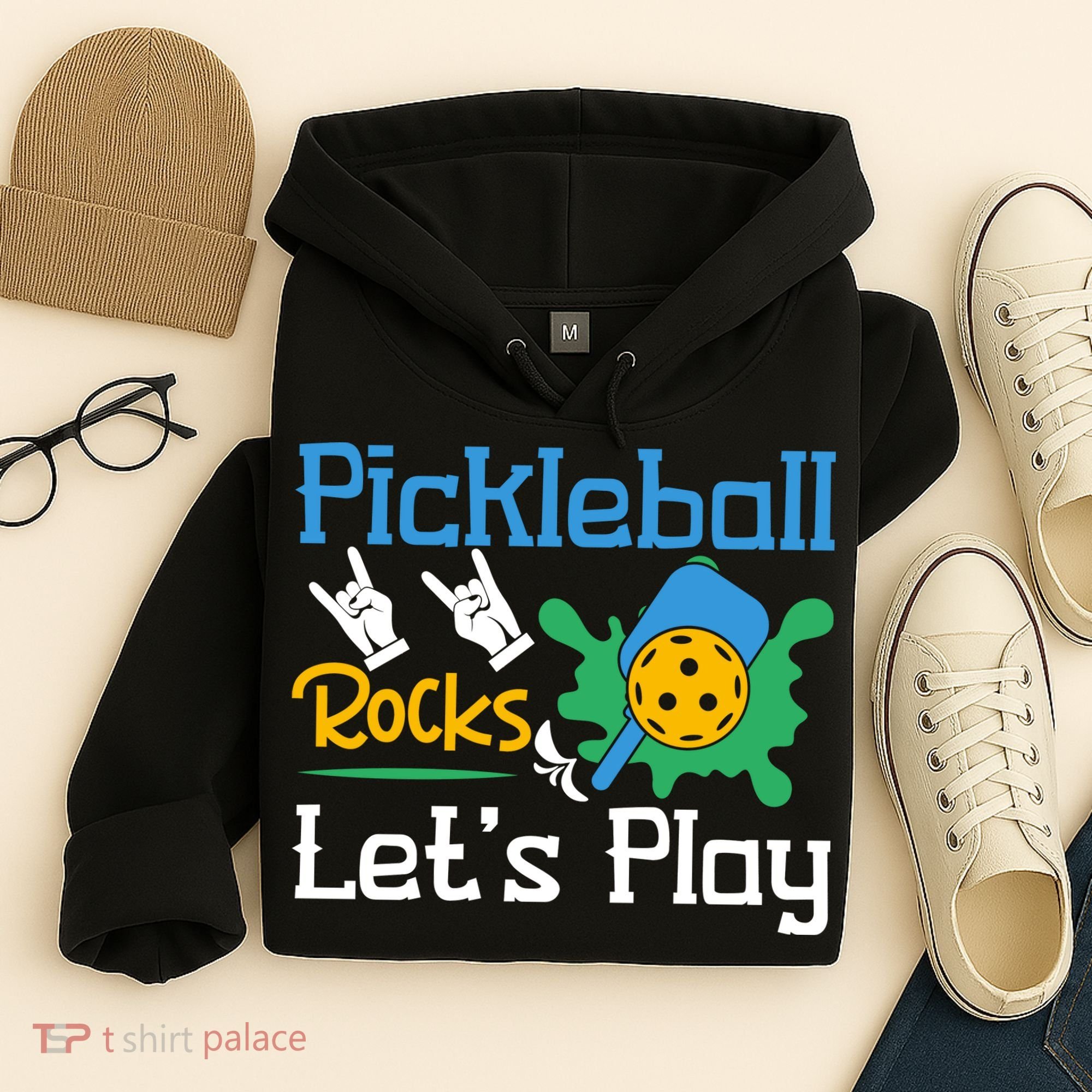 Pickleball Rocks Let's Play For Pickleball Paddleball Hoodie