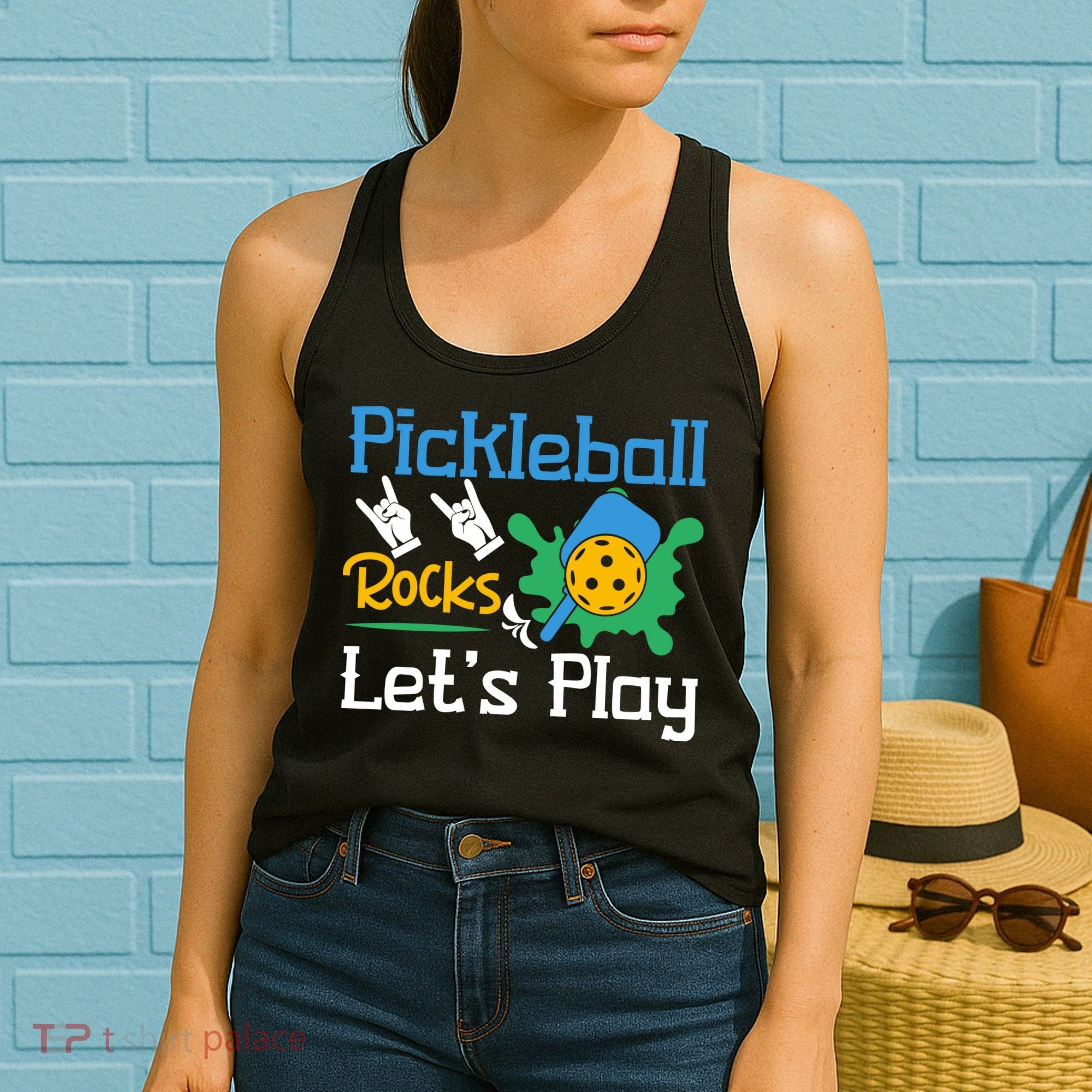 Pickleball Rocks Let's Play For Pickleball Paddleball Women's Tank Top