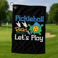 Pickleball Rocks Let's Play For Pickleball Paddleball Golf Towel thumb 1