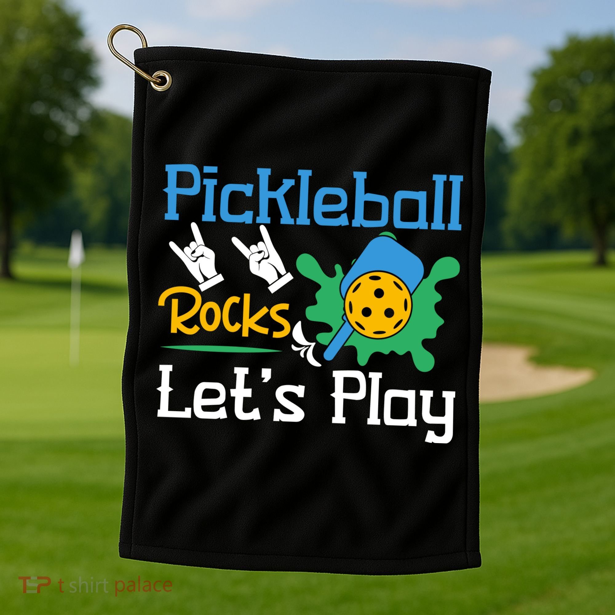 Pickleball Rocks Let's Play For Pickleball Paddleball Golf Towel