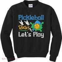 Pickleball Rocks Let's Play For Pickleball Paddleball Kids Sweatshirt thumb 0