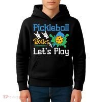 Pickleball Rocks Let's Play For Pickleball Paddleball Kids Hoodie thumb 4
