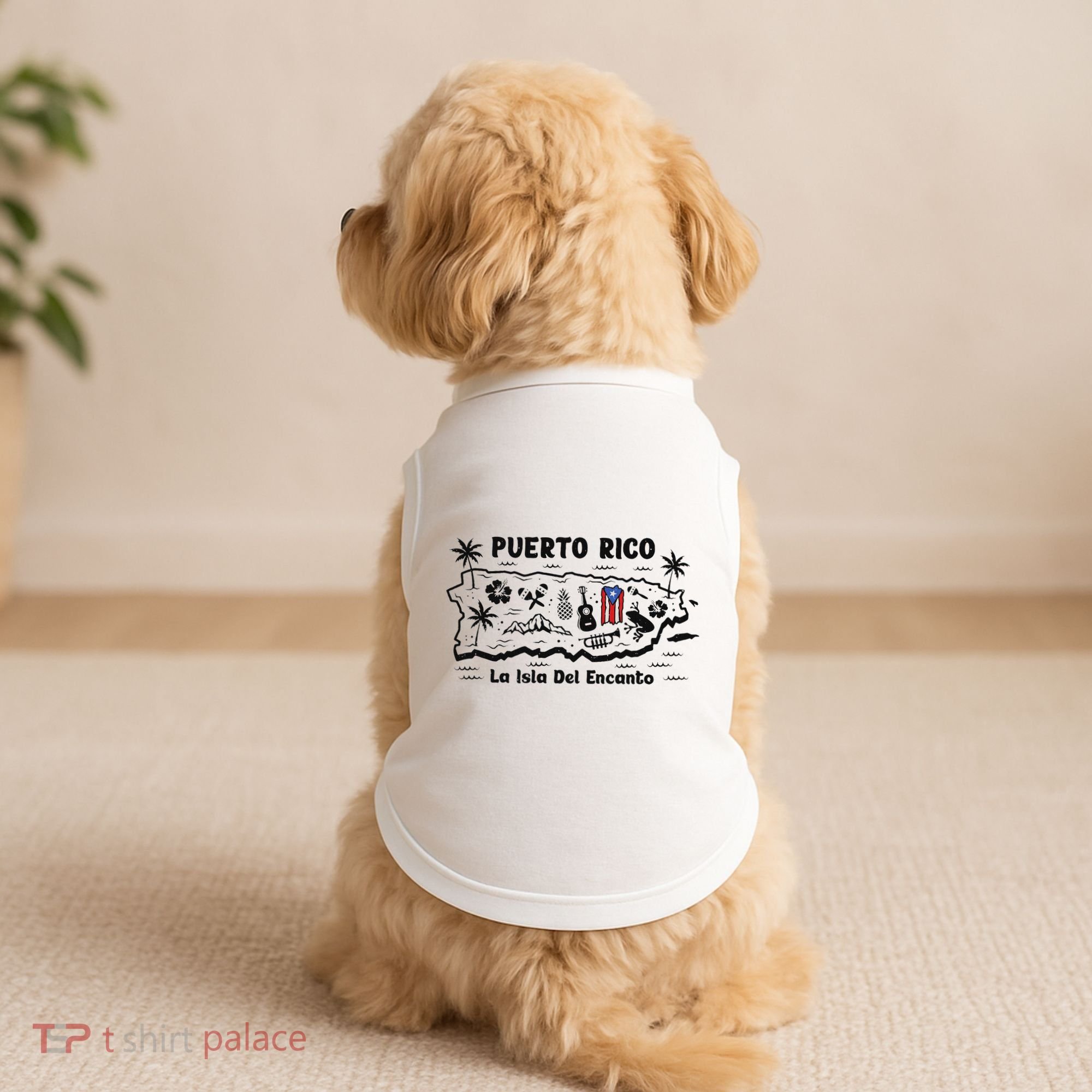 Puerto Rico La Isla Del Puerto Rican Flag Retro Doggie Tank
