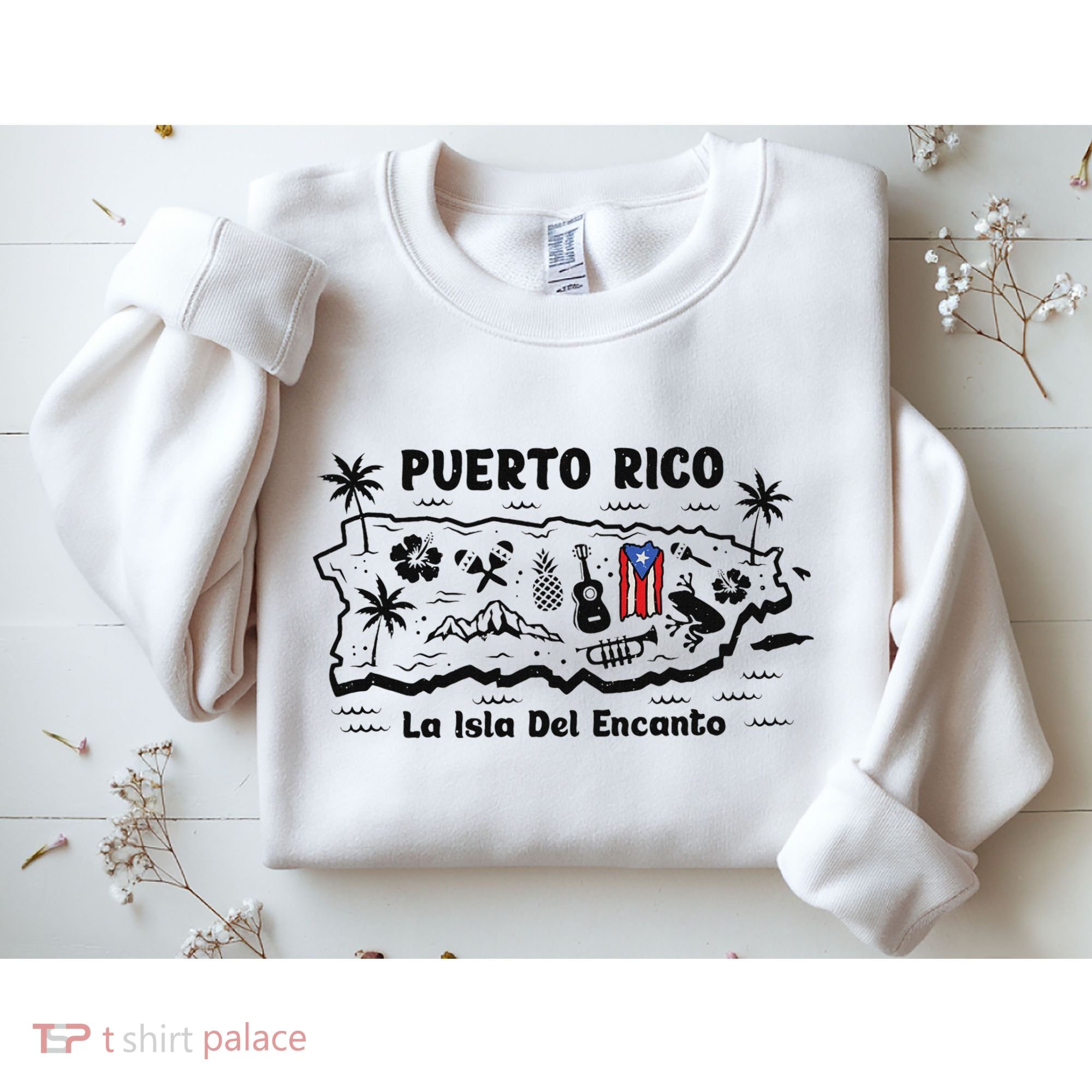 Puerto Rico La Isla Del Puerto Rican Flag Retro Sweatshirt
