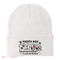 Puerto Rico La Isla Del Puerto Rican Flag Retro Beanie thumb 0